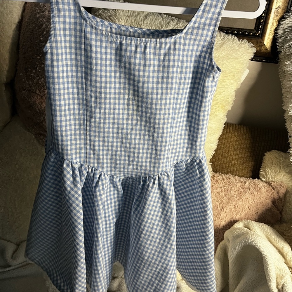 Tilly's Blue Checkered Sleeveless Dress